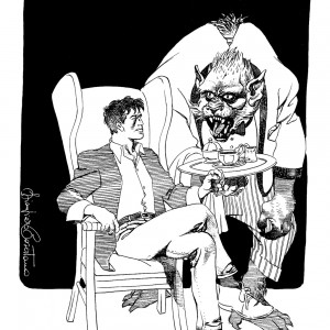 Illustrazione di Giampiero Casertano per il volume "Dylan Dog - Indocili sentimenti, arcane paure" (Euresis, 1998)