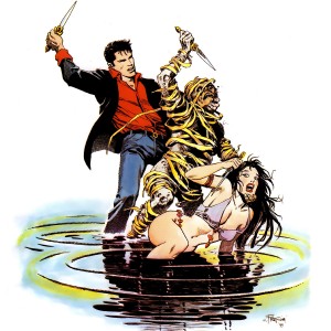 Illustrazione di Giovanni Freghieri realizzata per la “XVI Mostra Mercato del Fumetto di Falconara M.mma” dedicata a Dylan Dog (1999).