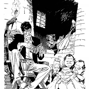 Disegno di Claudio Villa per la copertina dell'albo "Cronologia" uscito in allegato al volume "Dylan Dog - Indagine nell’incubo" (Glamour International, 1995)