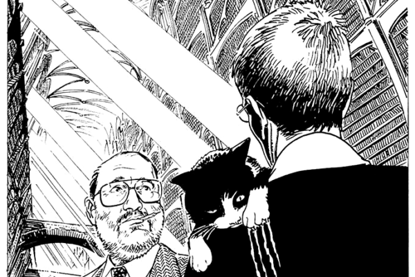 Tiziano Sclavi con Umberto Eco by Bruno Brindisi