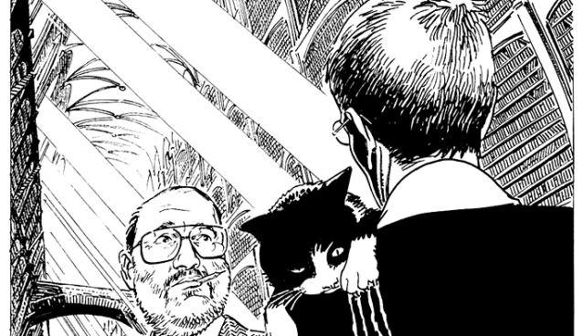 Tiziano Sclavi con Umberto Eco by Bruno Brindisi
