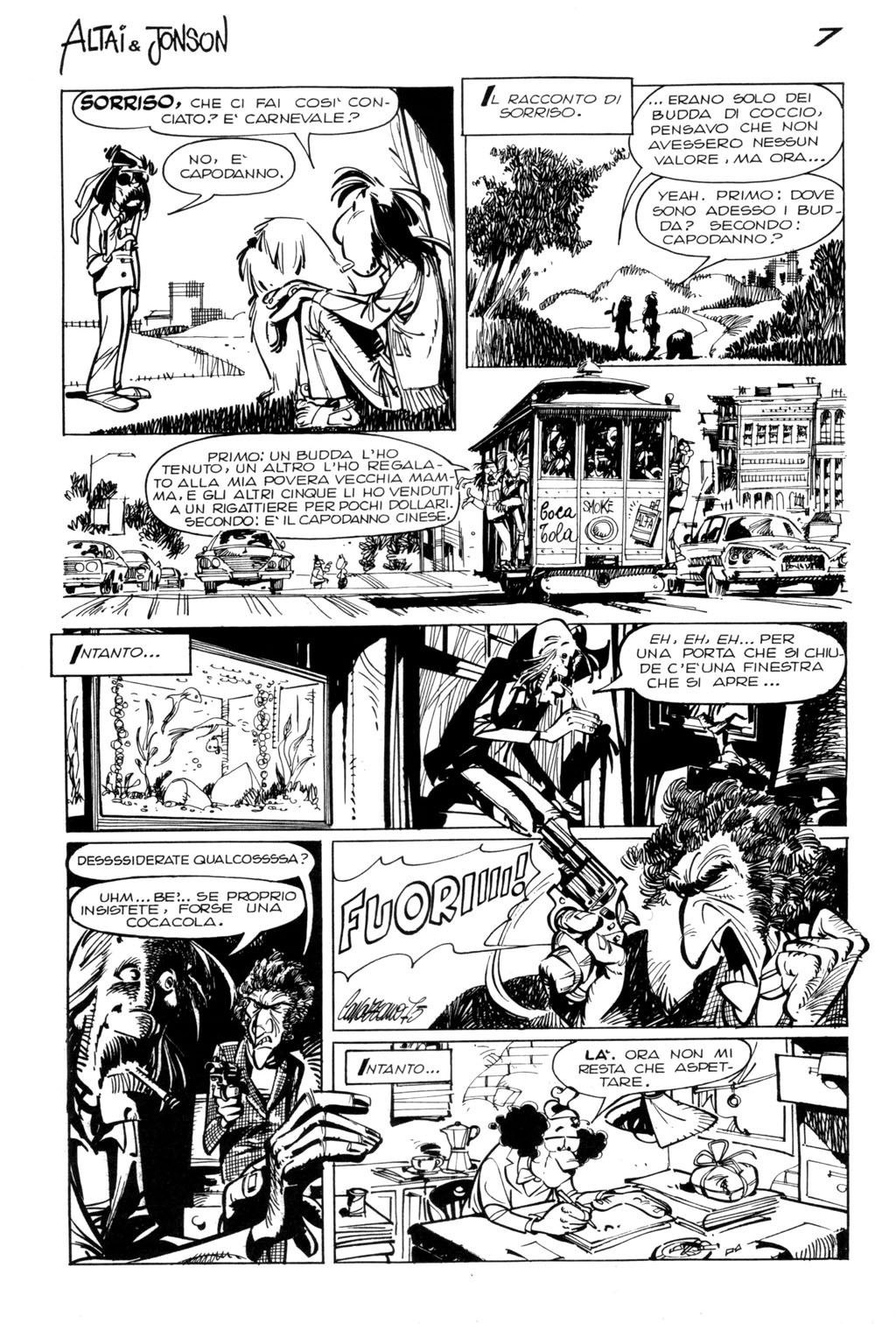 Altai & Jonson, "I sette budda", di Sclavi & Cavazzano. Dal "Corriere dei Ragazzi" n. 5, 1976.