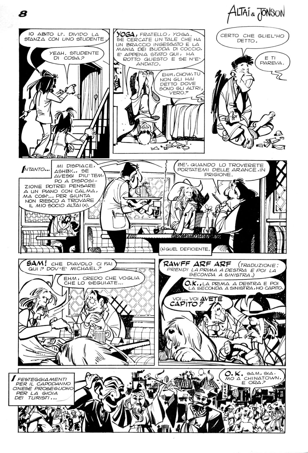 Altai & Jonson, "I sette budda", di Sclavi & Cavazzano. Dal "Corriere dei Ragazzi" n. 5, 1976.