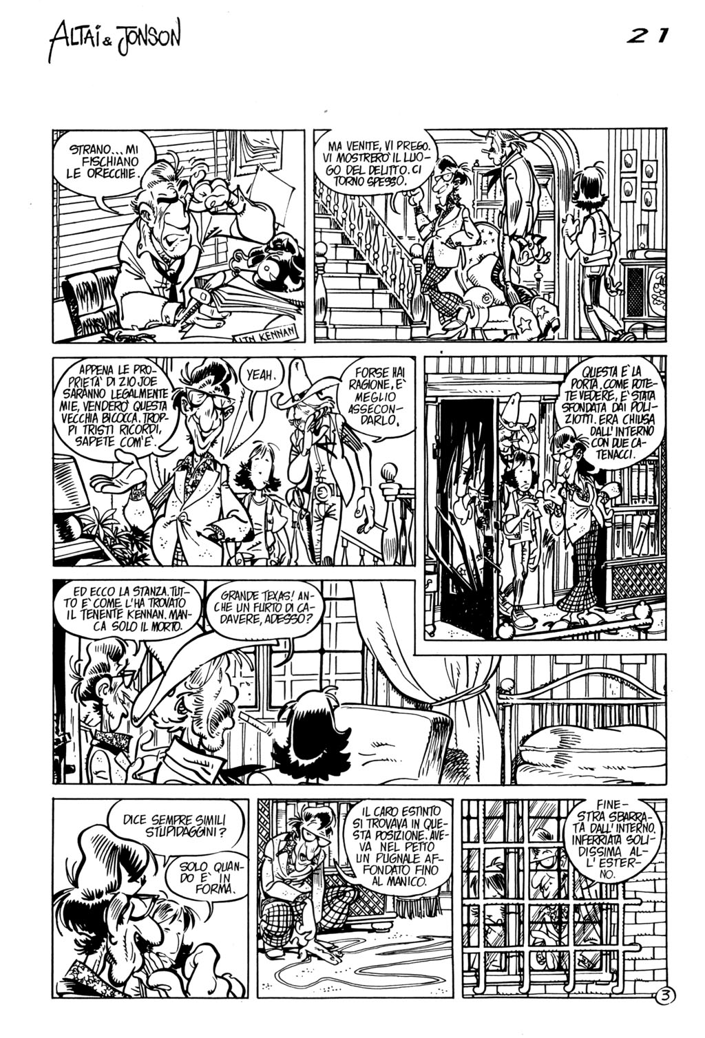 Altai & Jonson, "La camera chiusa", di Sclavi & Cavazzano. Da "Orient Express" n. 30, 1985.