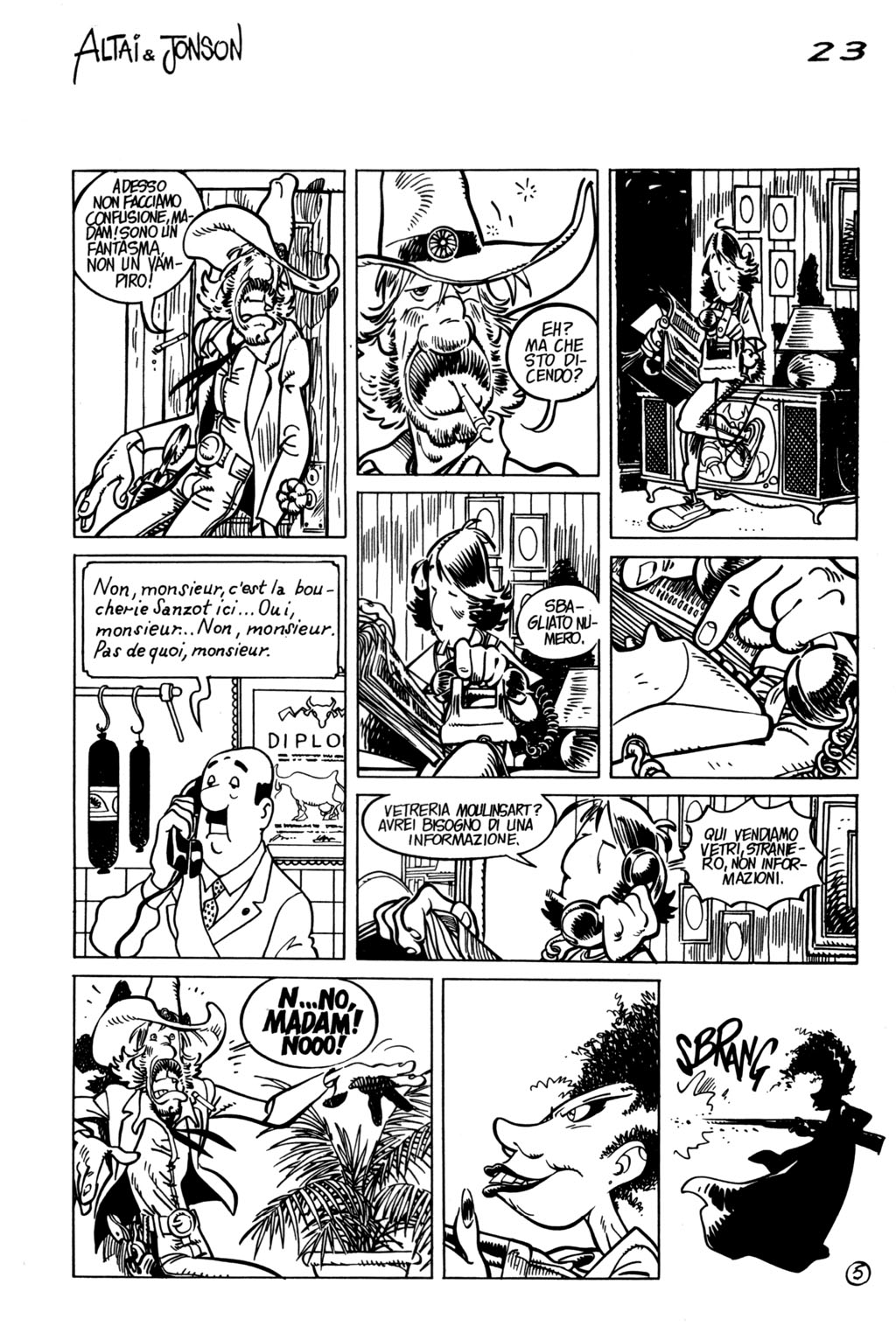 Altai & Jonson, "La camera chiusa", di Sclavi & Cavazzano. Da "Orient Express" n. 30, 1985.