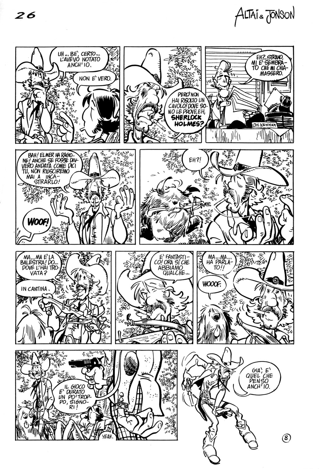 Altai & Jonson, "La camera chiusa", di Sclavi & Cavazzano. Da "Orient Express" n. 30, 1985.