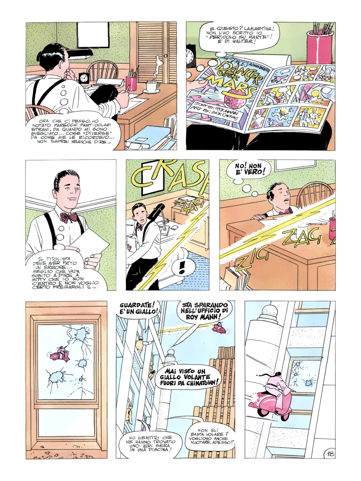 Roy Mann, "In uno strano mondo", di Sclavi & Micheluzzi. Da "Comic Art" nn. 34/39, 1987.