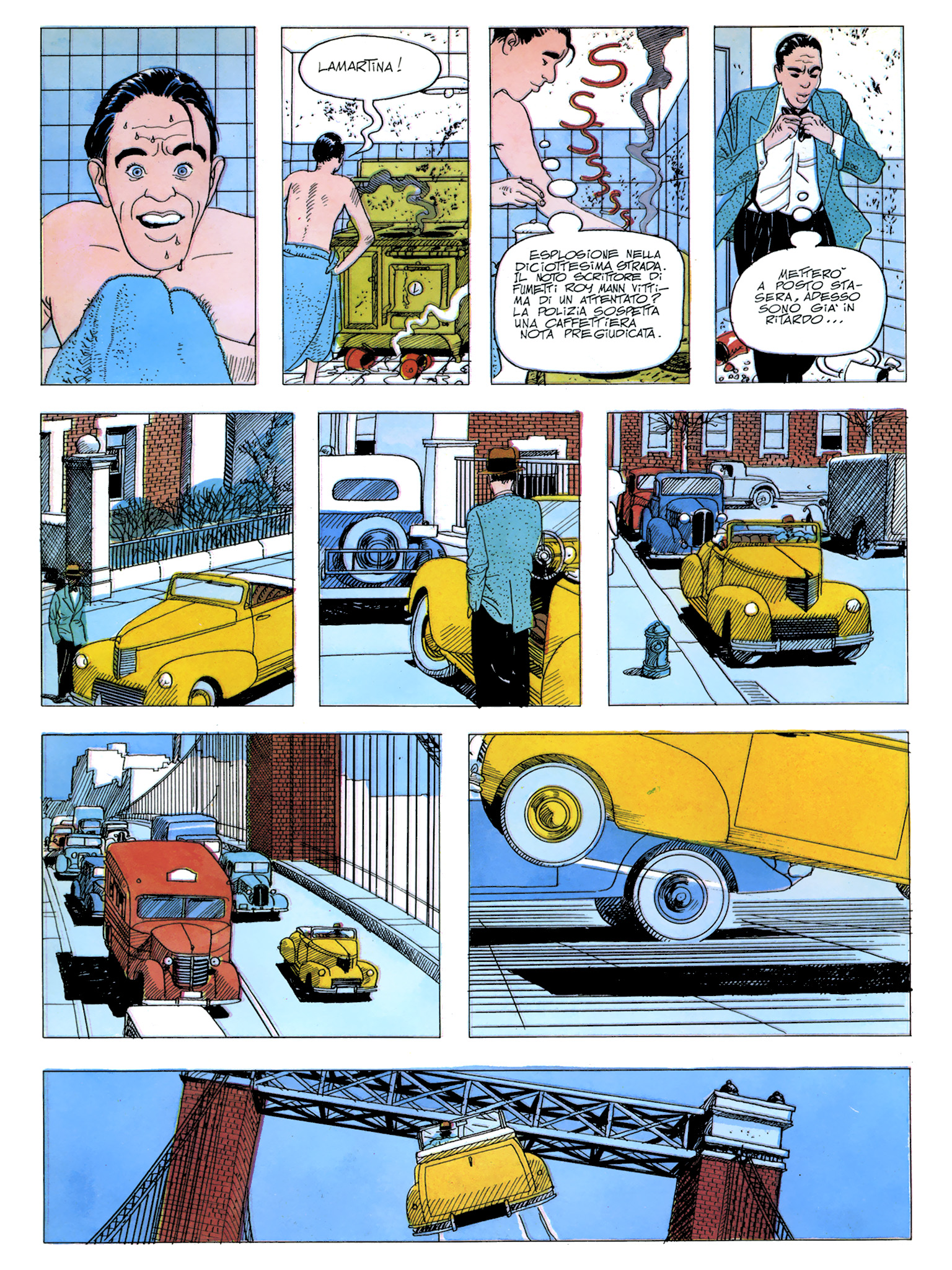 Roy Mann, "In uno strano mondo", di Sclavi & Micheluzzi. Da "Comic Art" nn. 34/39, 1987.