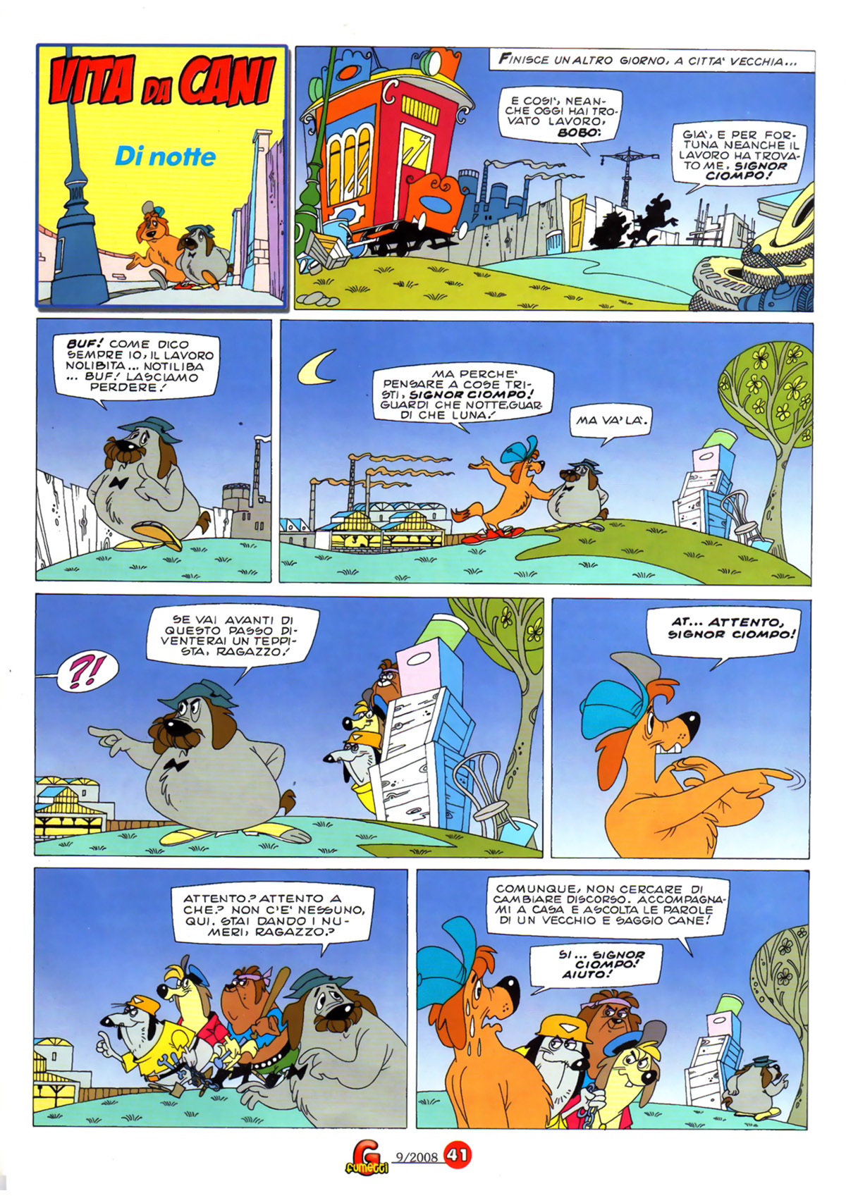 Vita da cani, "Di notte", di Sclavi & Gavioli. Da "Il Giornalino" n. 38, 1984.