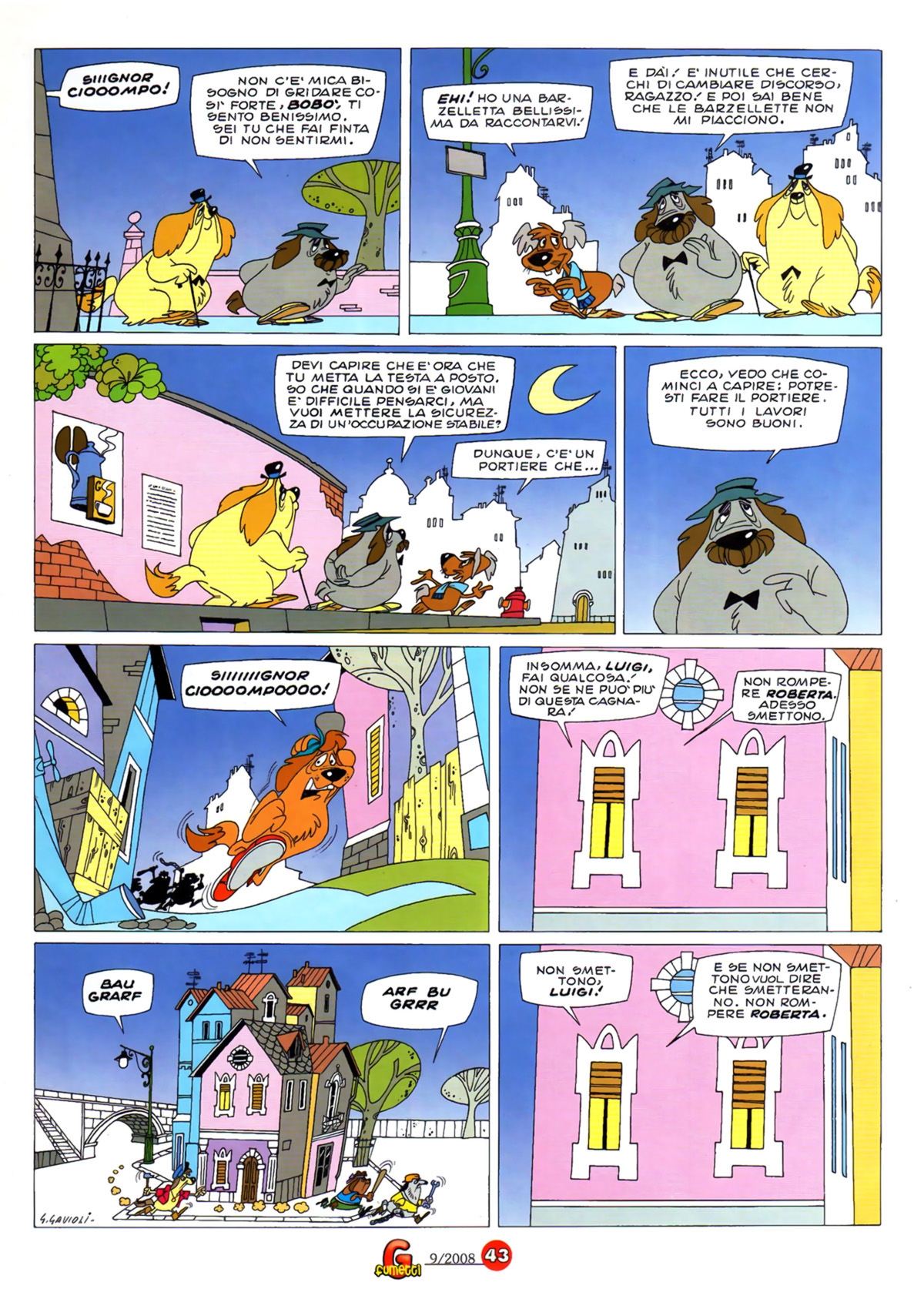 Vita da cani, "Di notte", di Sclavi & Gavioli. Da "Il Giornalino" n. 38, 1984.